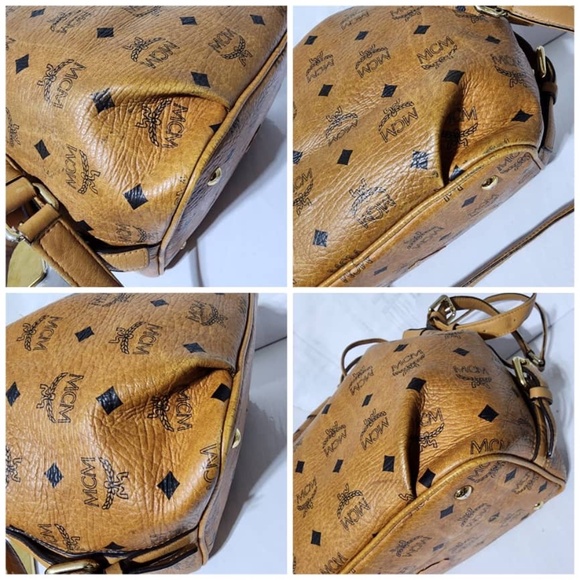 Authentic MCM Visetos Essential Drawstring Bucket Bag Cognac - Picture 7 of 16